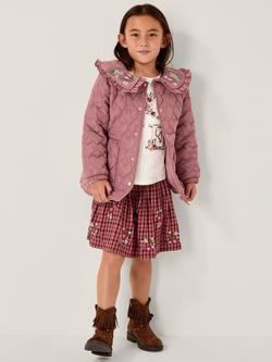 Monsoon Kids' Embroidered Quilted Heart Coat, Pink, Pink