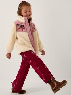 Monsoon Kids' Floral Borg Jacket, Ivory, Ivory