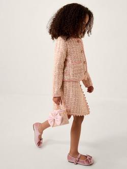 Monsoon Kids' Tweed Button Sequin Jacket, Pink, Pink