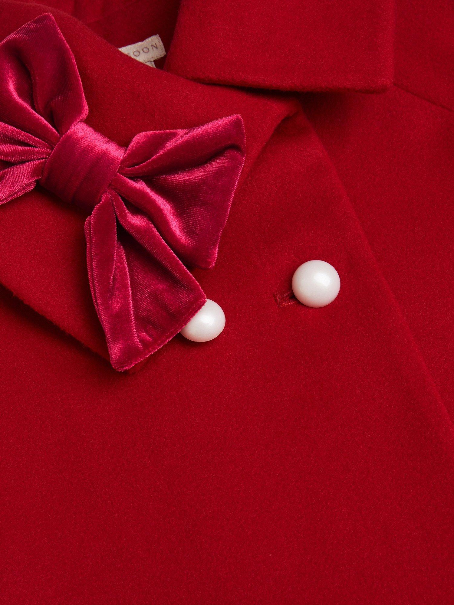 Product image 3 of 3, which shows Monsoon Kids' Velvet Bow Cape, Red, 3-4 years