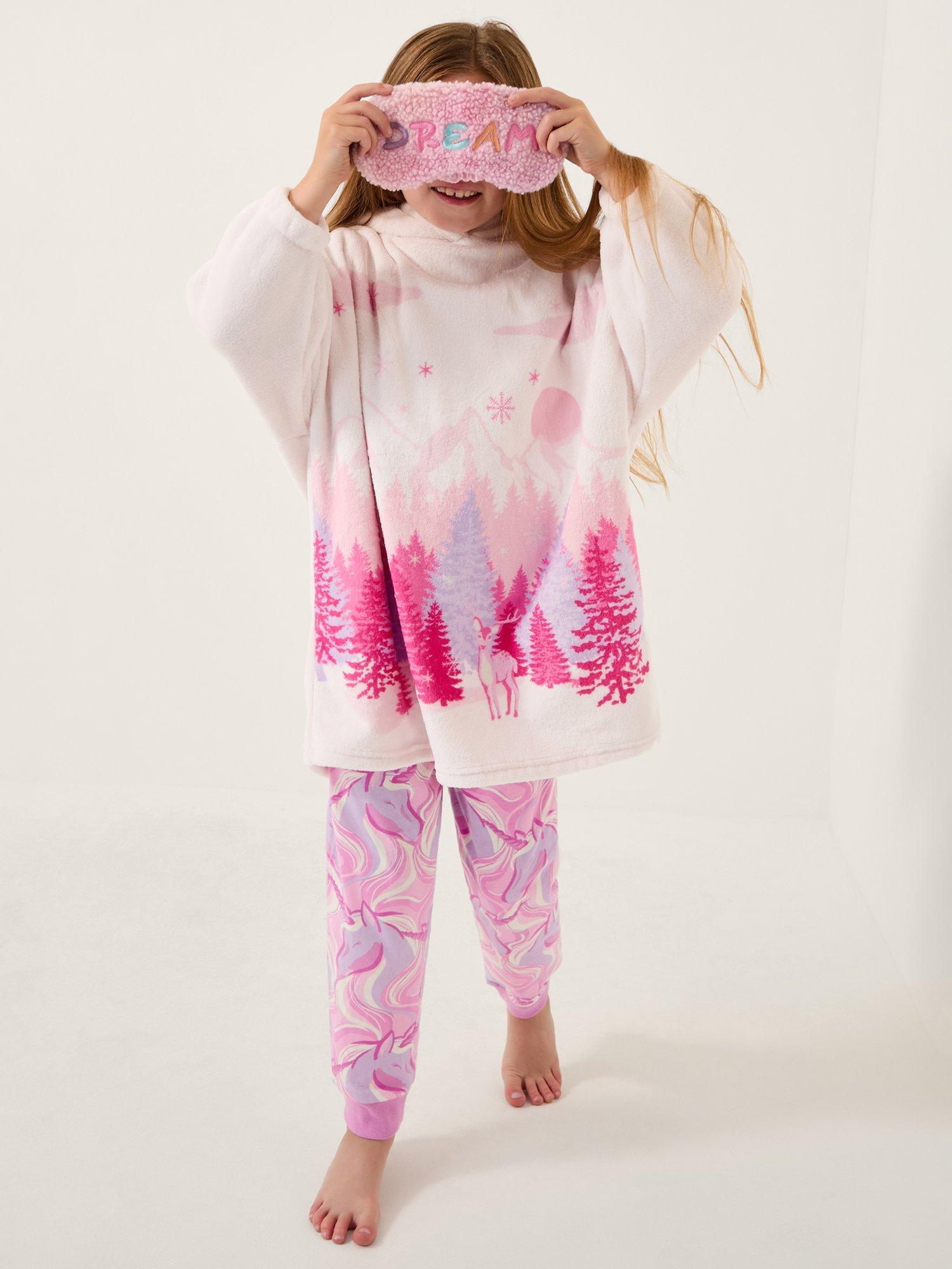 Product image 1 of 4, which shows Monsoon Kids' Forest Pyjama Top, Pink, 3-4 years