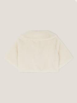 Monsoon Kids' Faux Fur Collar Shrug, Ivory - view 2, Ivory