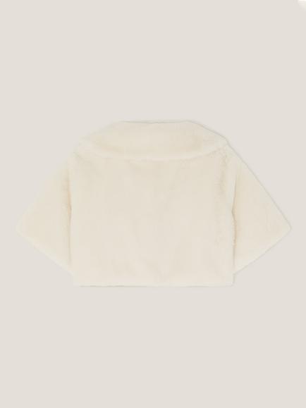 Monsoon Kids' Faux Fur Collar Shrug, Ivory - view 2, Ivory