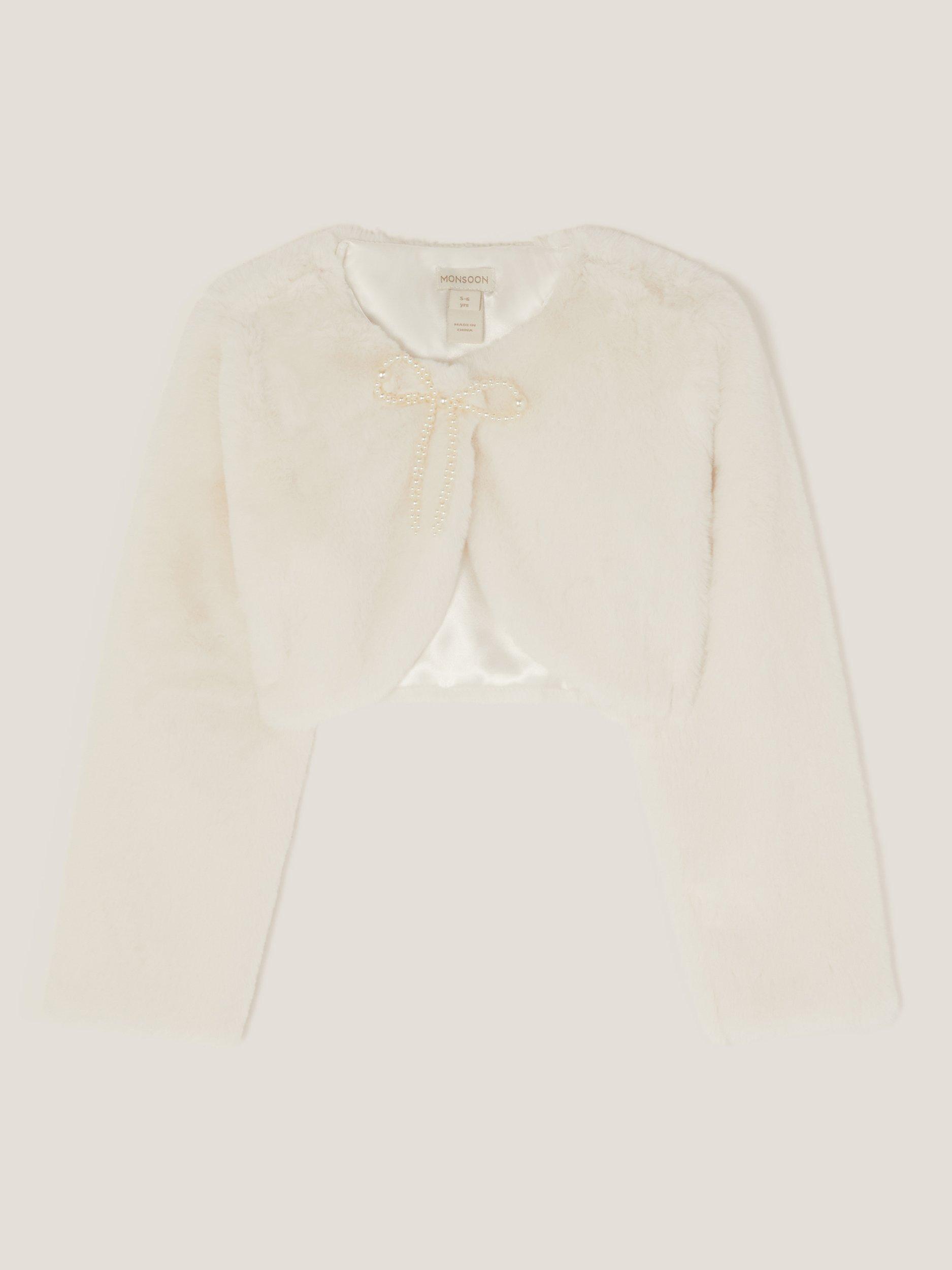 Product image 2 of 4, which shows Monsoon Kids' Marie Shrug, Ivory, 3-4 years