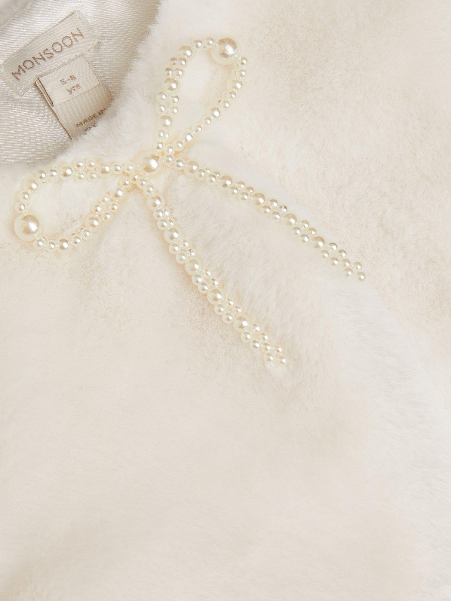 Product image 4 of 4, which shows Monsoon Kids' Marie Shrug, Ivory, 3-4 years