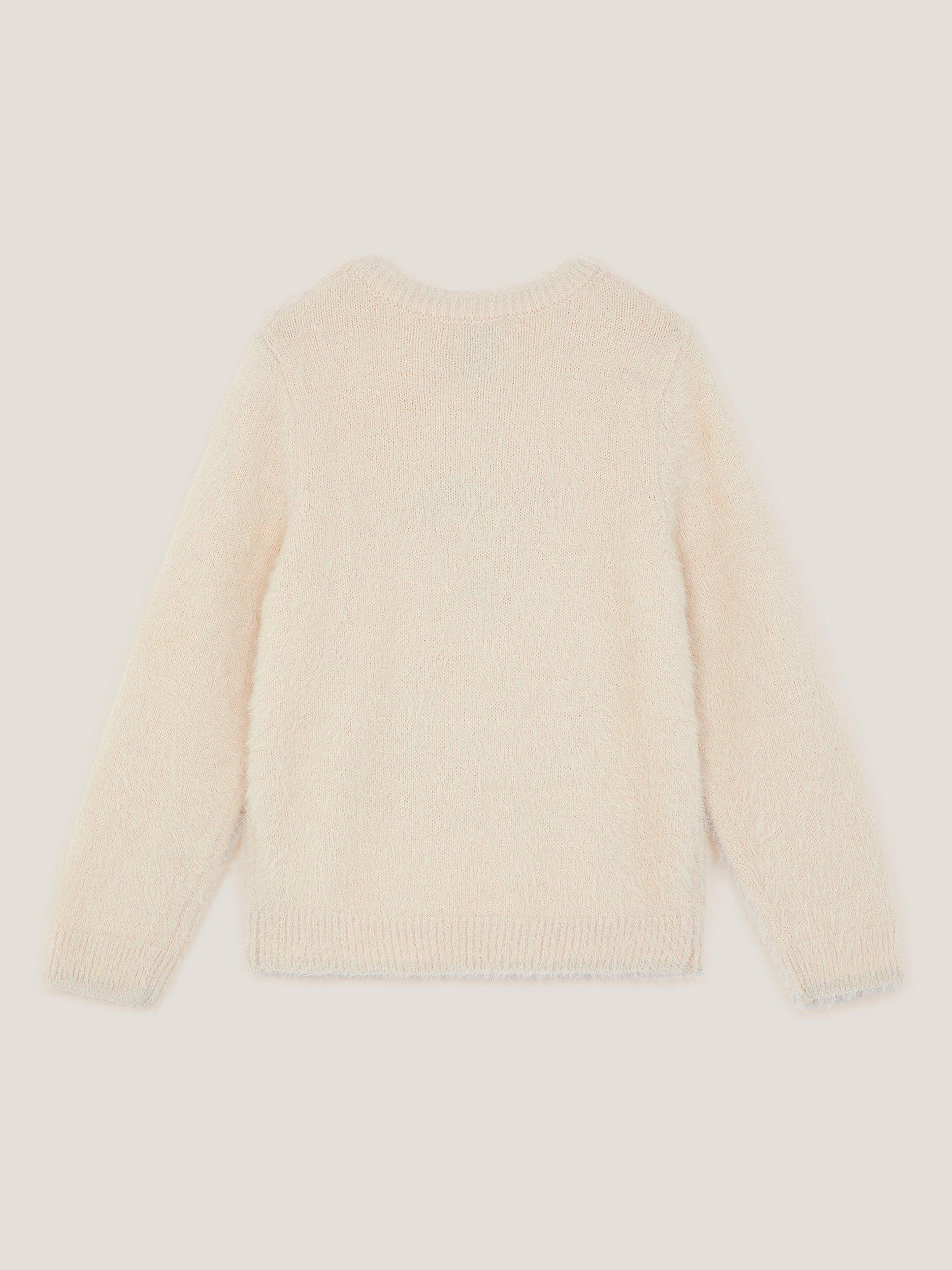 Product image 3 of 4, which shows Monsoon Kids' Fuzzy Bear Jumper, Ivory, 3-4 years