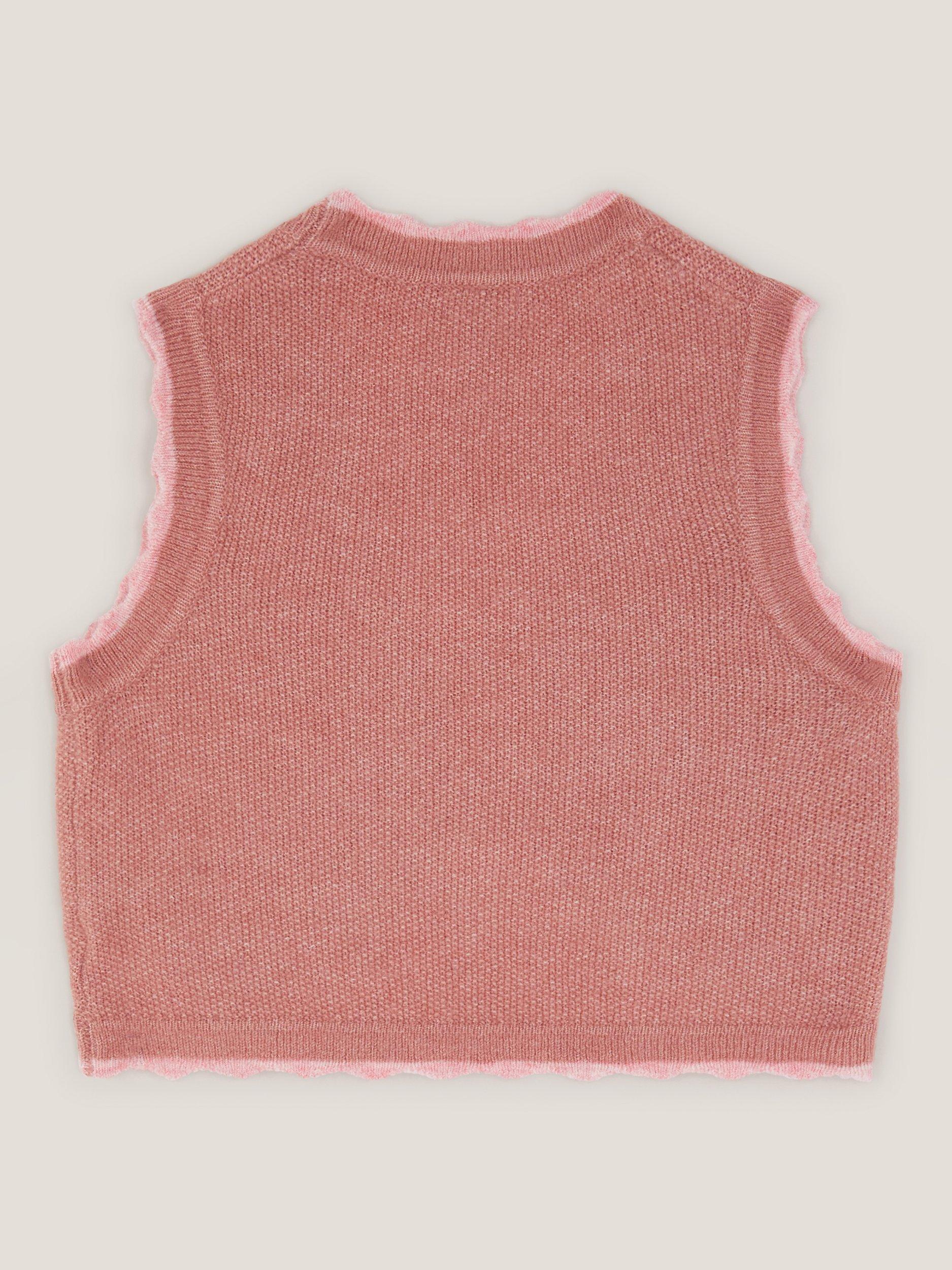 Product image 2 of 3, which shows Monsoon Kids' Knitted Tie Waistcoat, Pink, 3-4 years