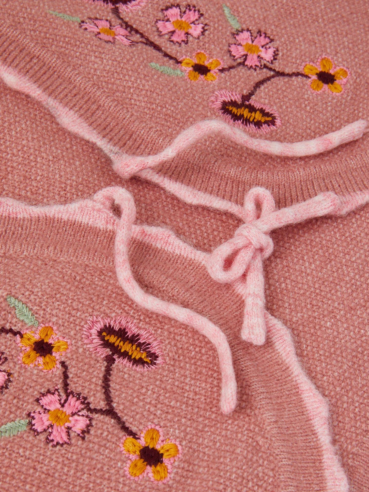 Product image 3 of 3, which shows Monsoon Kids' Knitted Tie Waistcoat, Pink, 3-4 years