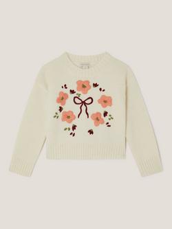 Monsoon Kids' Floral Jumper, Ivory - view 2, Ivory