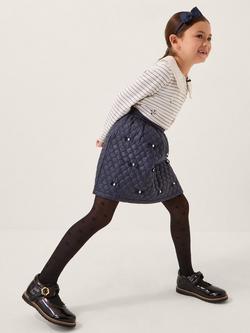 Monsoon Kids' Quilted Diamante Skirt, Navy, Navy