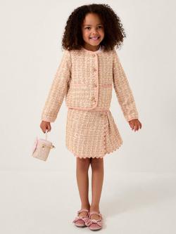 Monsoon Kids' Sequin Tweed Skort, Pink, Pink
