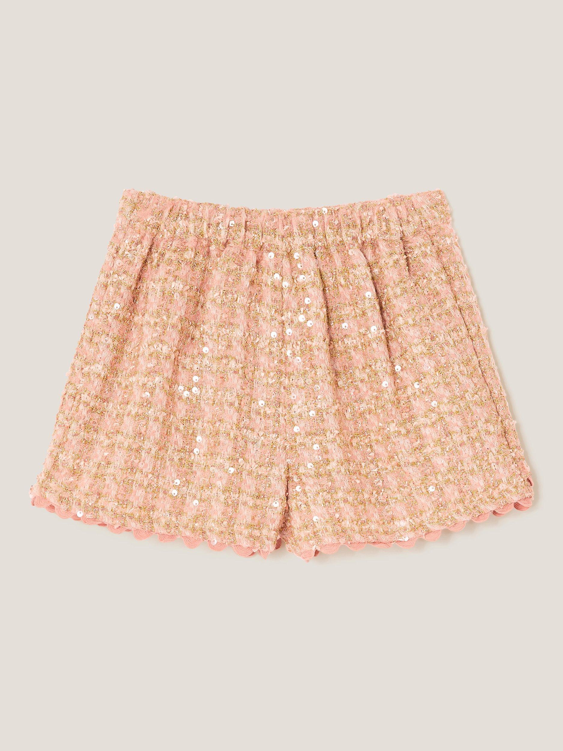 Product image 3 of 4, which shows Monsoon Kids' Sequin Tweed Skort, Pink, 3-4 years