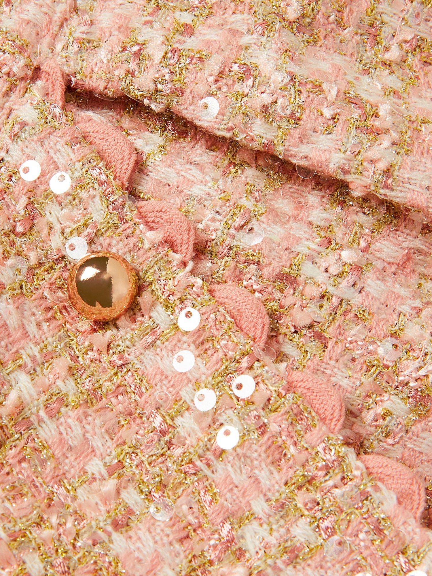 Product image 4 of 4, which shows Monsoon Kids' Sequin Tweed Skort, Pink, 3-4 years