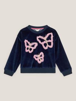 Monsoon Kids' Long Sleeved Butterfly Top, Navy, Navy