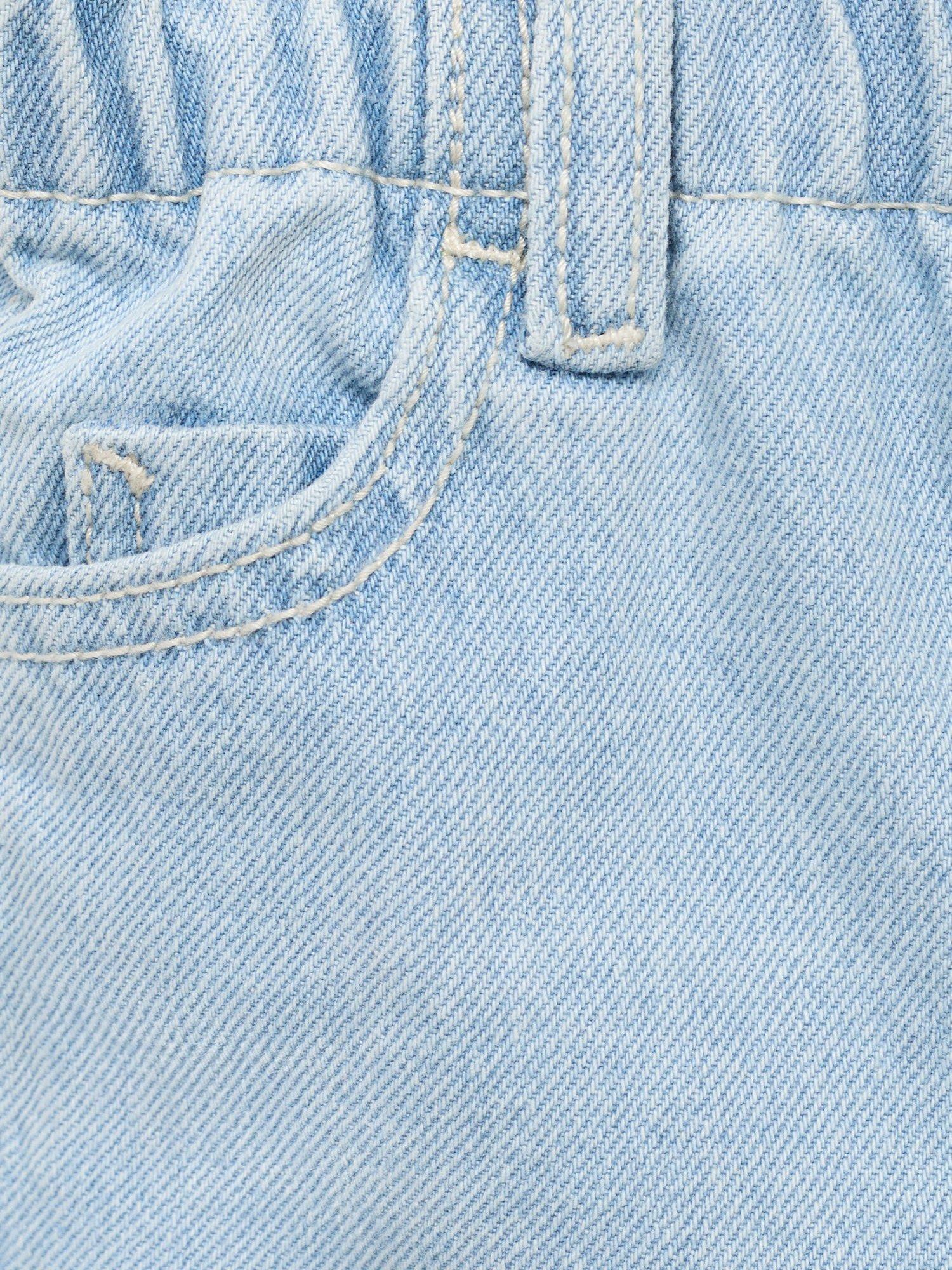Product image 4 of 5, which shows Mango Kids' Cotton Elastic Paperbag Jeans, Light Blue, 12-18M