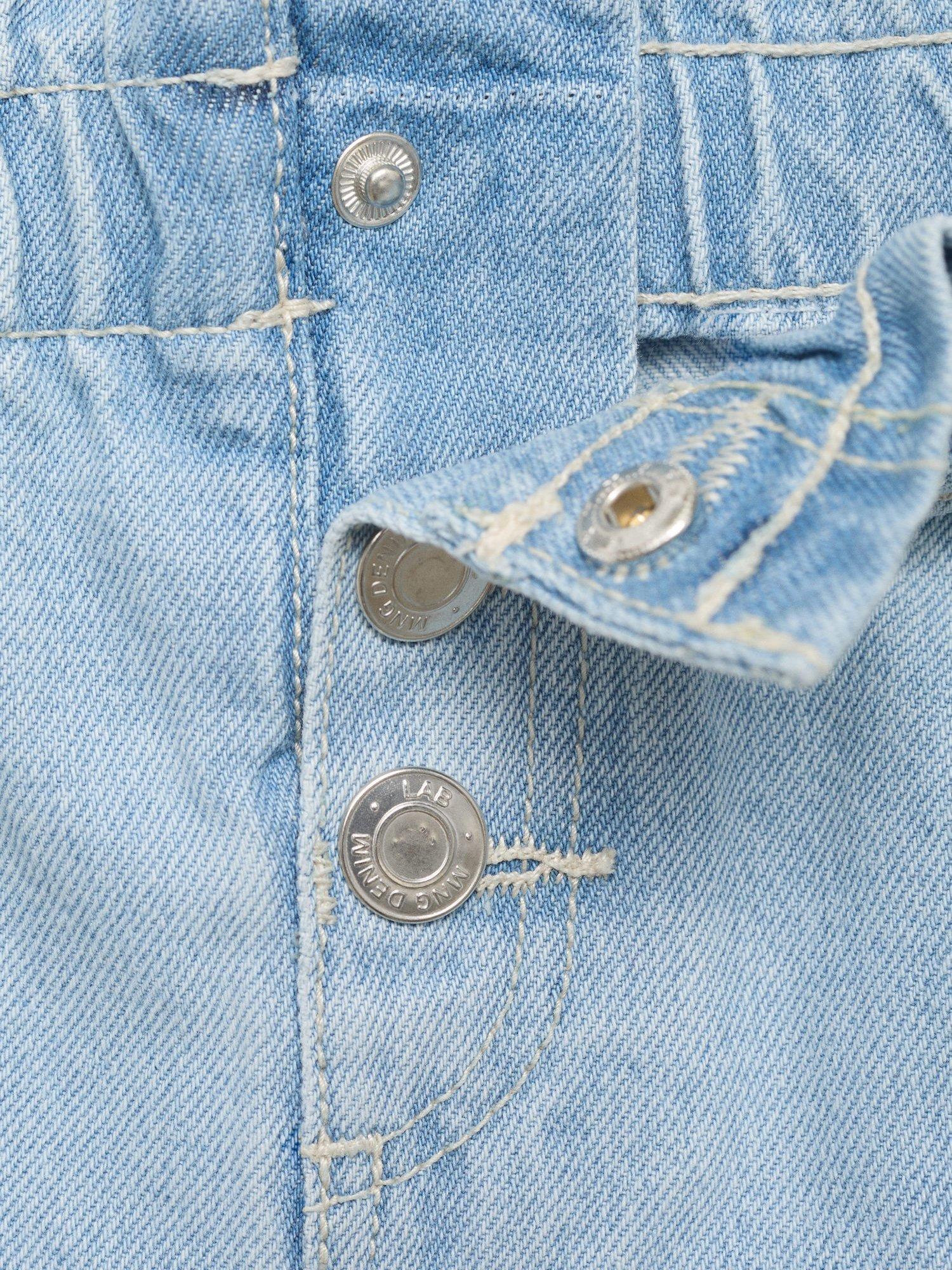 Product image 5 of 5, which shows Mango Kids' Cotton Elastic Paperbag Jeans, Light Blue, 12-18M
