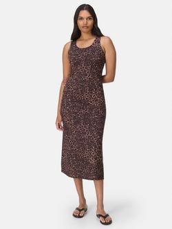 Sweaty Betty Explorer Open Back Midi Dress, Brown Wild Leopard, Brown Wild Leopard