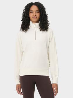 Sweaty Betty Escape Luxe 1/2 Zip Fleece Crop Sweatshirt, Lily White, Lily White