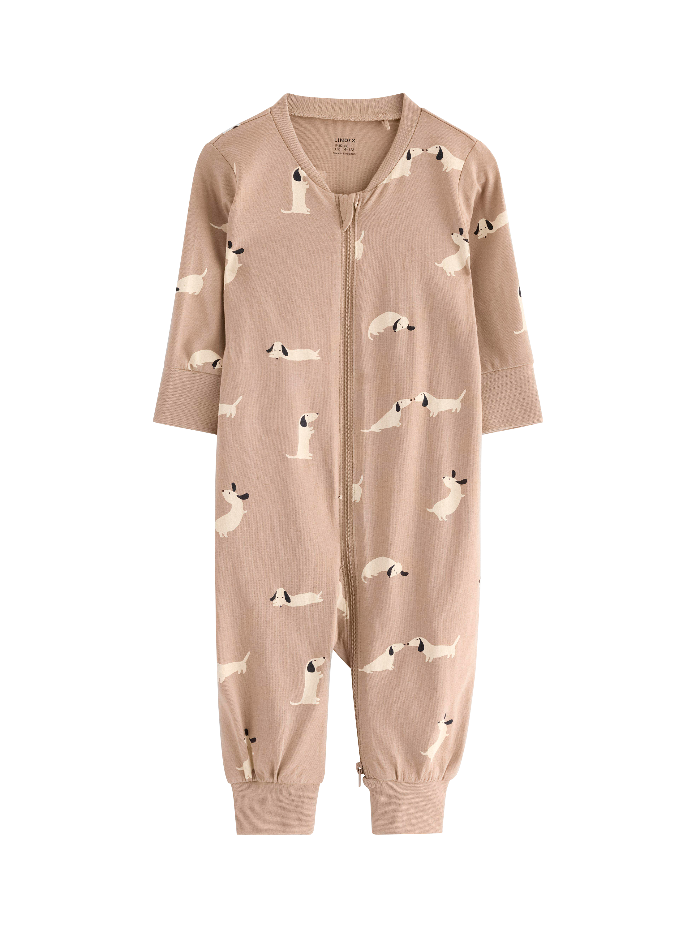 Product image 1 of 3, which shows Lindex Baby Cotton Pyjama Set, Dusty Beige, 4-6 months