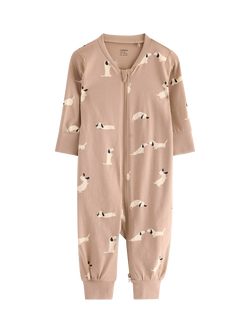 Lindex Baby Cotton Pyjama Set, Dusty Beige
