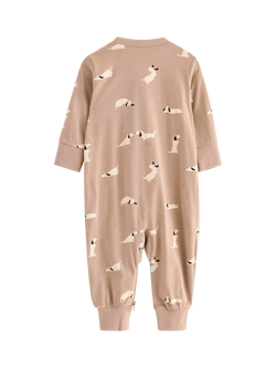 Lindex Baby Cotton Pyjama Set - view 2, Dusty Beige
