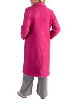 chesca Wool Blend Long Sleeve V Neck Longline Overcoat - view 2, Raspberry