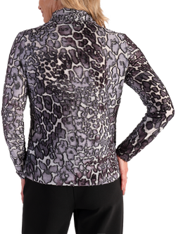 chesca Animal Print Long Sleeve High Neck Jersey Top - view 2, White/Grey