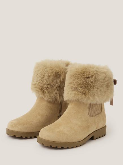 Monsoon Kids' Faux Fur Chelsea Boots, Tan - view 2, Tan