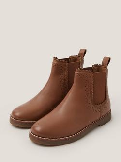 Monsoon Kids' Leather Chelsea Boots, Tan - view 2, Tan
