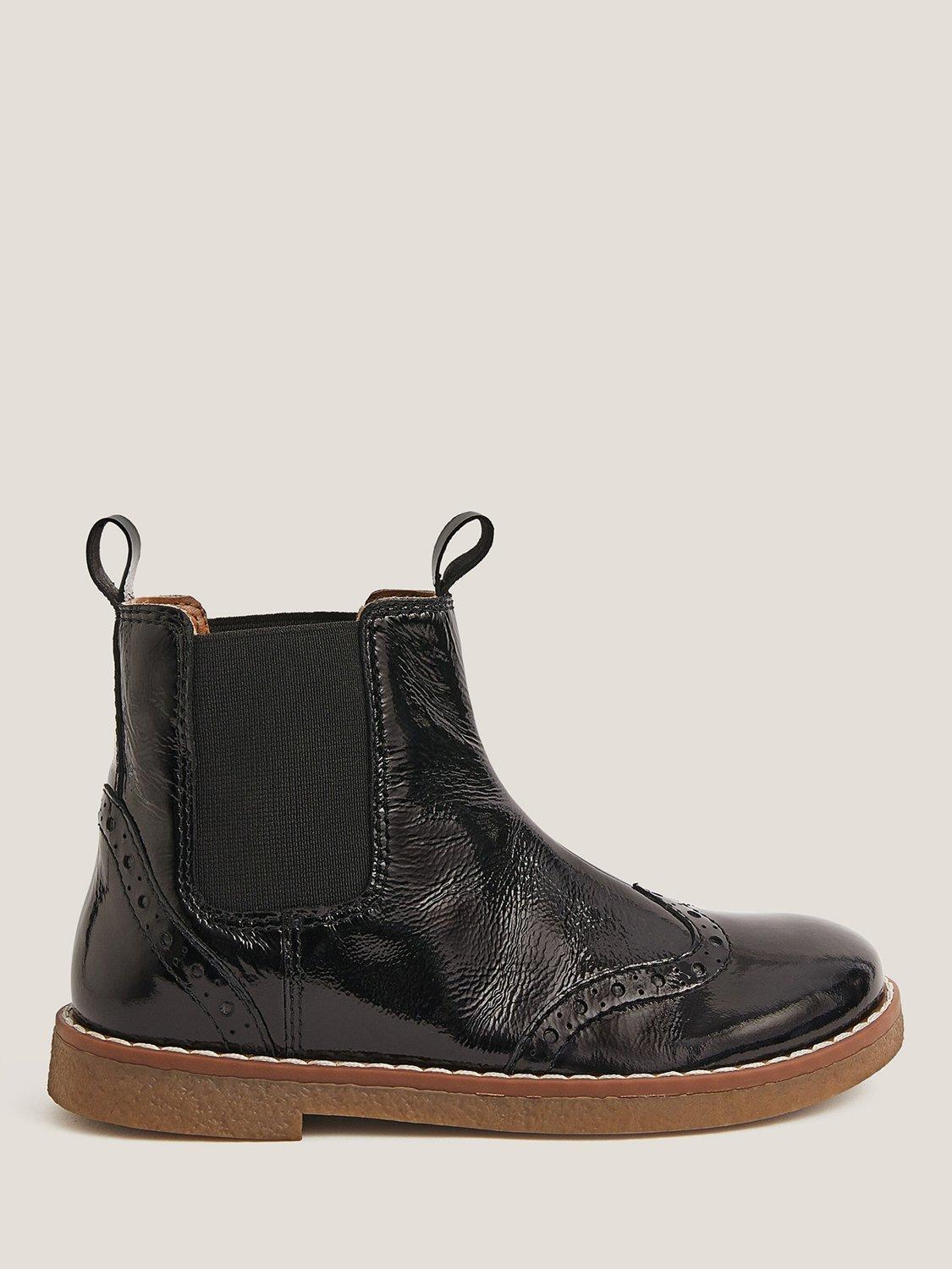 Product image 1 of 3, which shows Monsoon Kids' Patent Leather Ankle Boots, Black, 7 Jnr