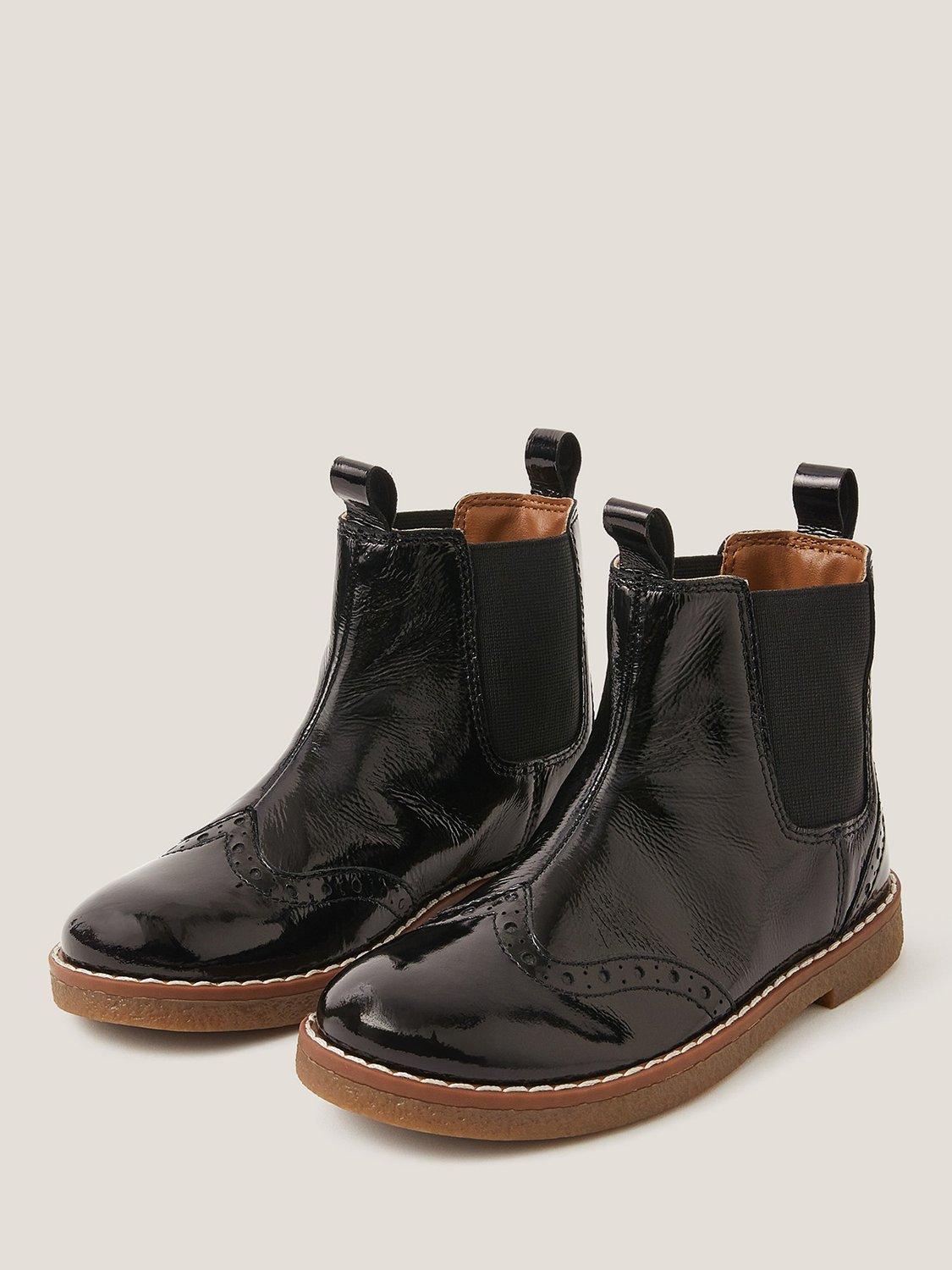 Product image 2 of 3, which shows Monsoon Kids' Patent Leather Ankle Boots, Black, 7 Jnr