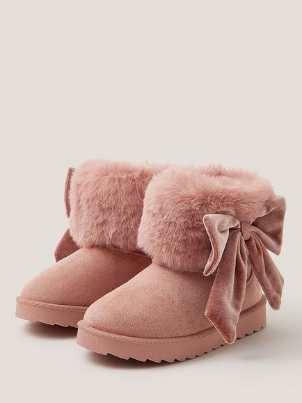 Monsoon Kids' Suedette Ankle Boots, Pink - view 2, Pink