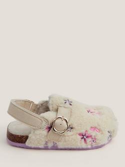 Monsoon Kids' Floral Borg Clogs, Ivory, Ivory