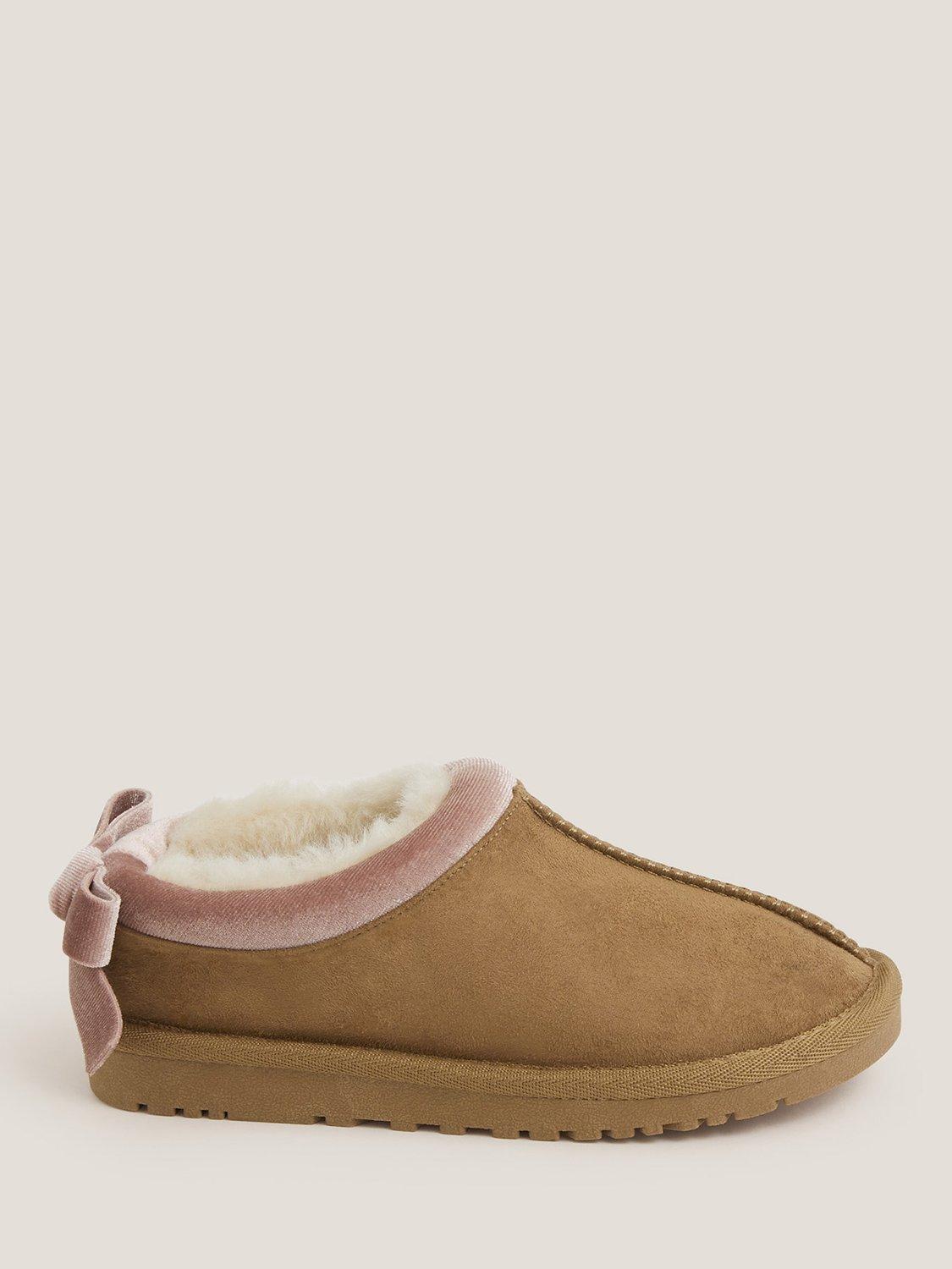 Product image 1 of 3, which shows Monsoon Kids' Velvet Bow Clogs, Tan, 7 Jnr