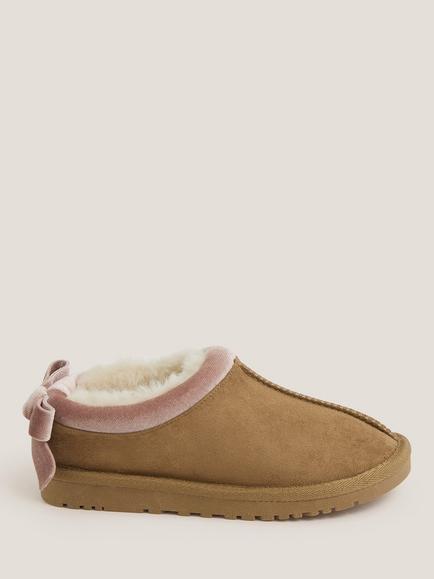 Monsoon Kids' Velvet Bow Clogs, Tan, Tan
