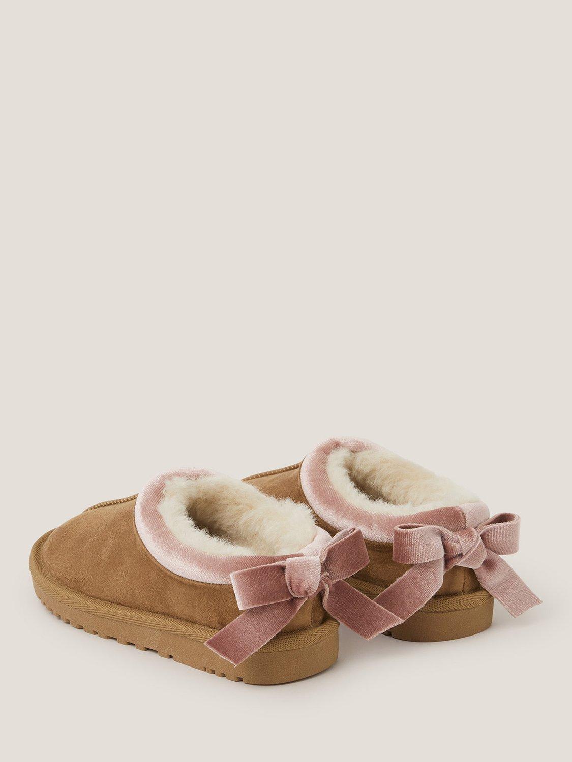 Product image 3 of 3, which shows Monsoon Kids' Velvet Bow Clogs, Tan, 7 Jnr