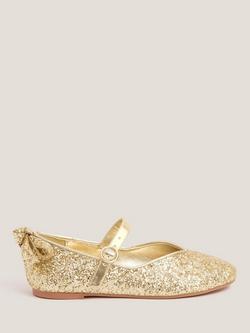Monsoon Kids' Glitter Ballet Shoes, Gold