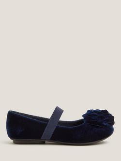 Monsoon Kids' Rosette Ballet Shoes, Navy