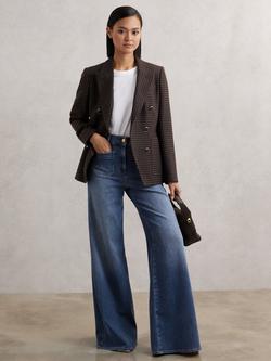 Reiss Petite Bella Wide Leg Jeans, Mid Blue