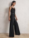Reiss Heather High Rise Wide Leg Jeans, Black