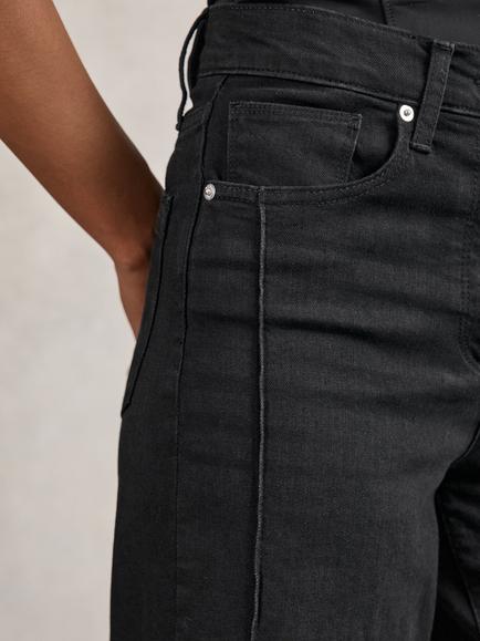 Reiss Heather High Rise Wide Leg Jeans, Black - view 2, Black