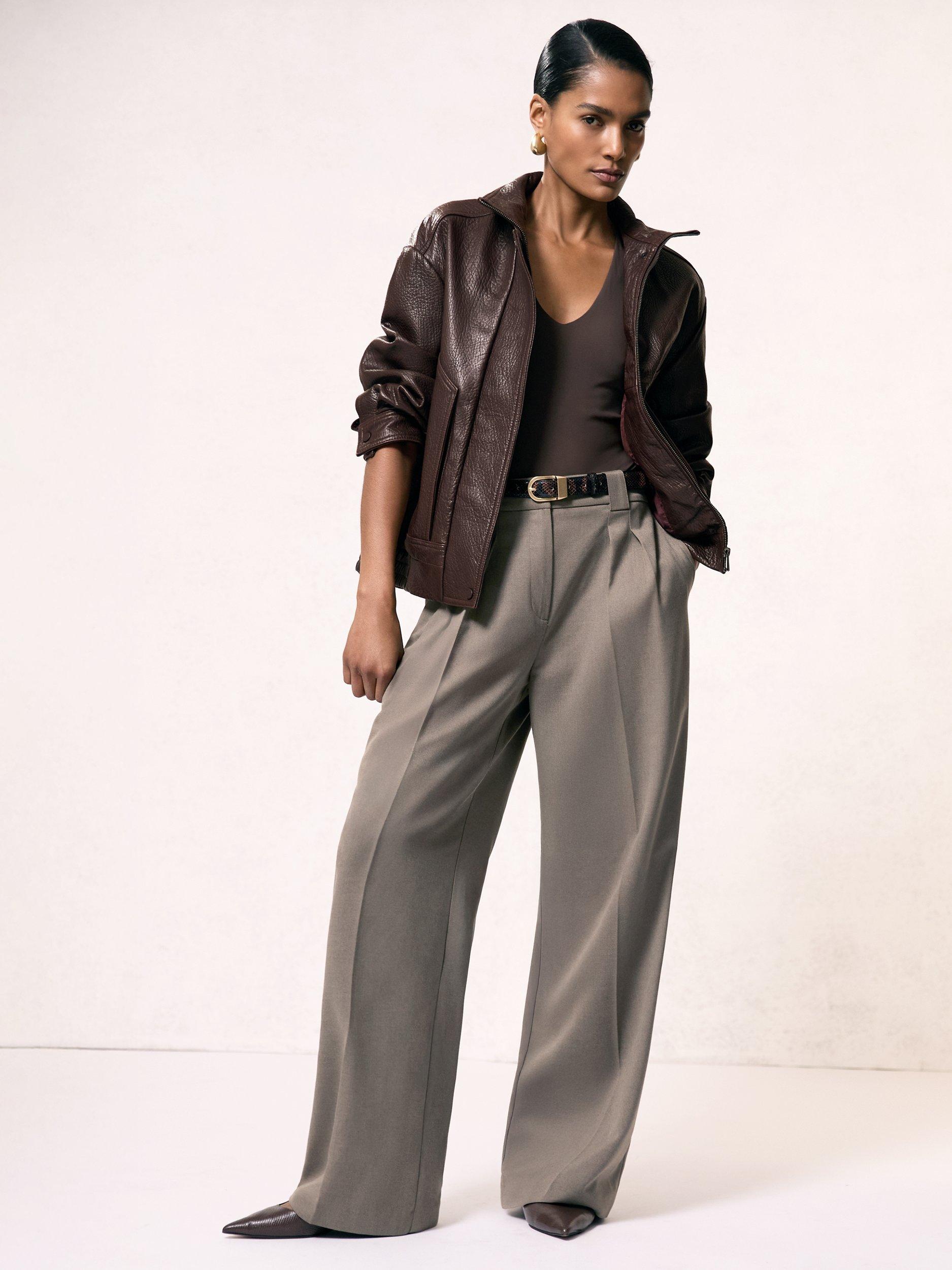 Product image 1 of 5, which shows Reiss Kiara Pure Leather Jacket, Burgundy, 6