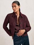 Reiss Sonny Boxy Pure Suede Jacket, Burgundy
