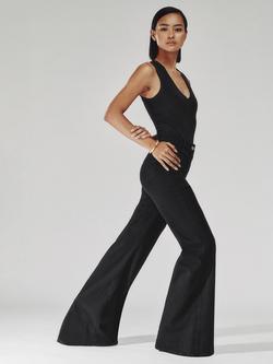 Reiss Sakura High Rise Flared Jeans, Black, Black