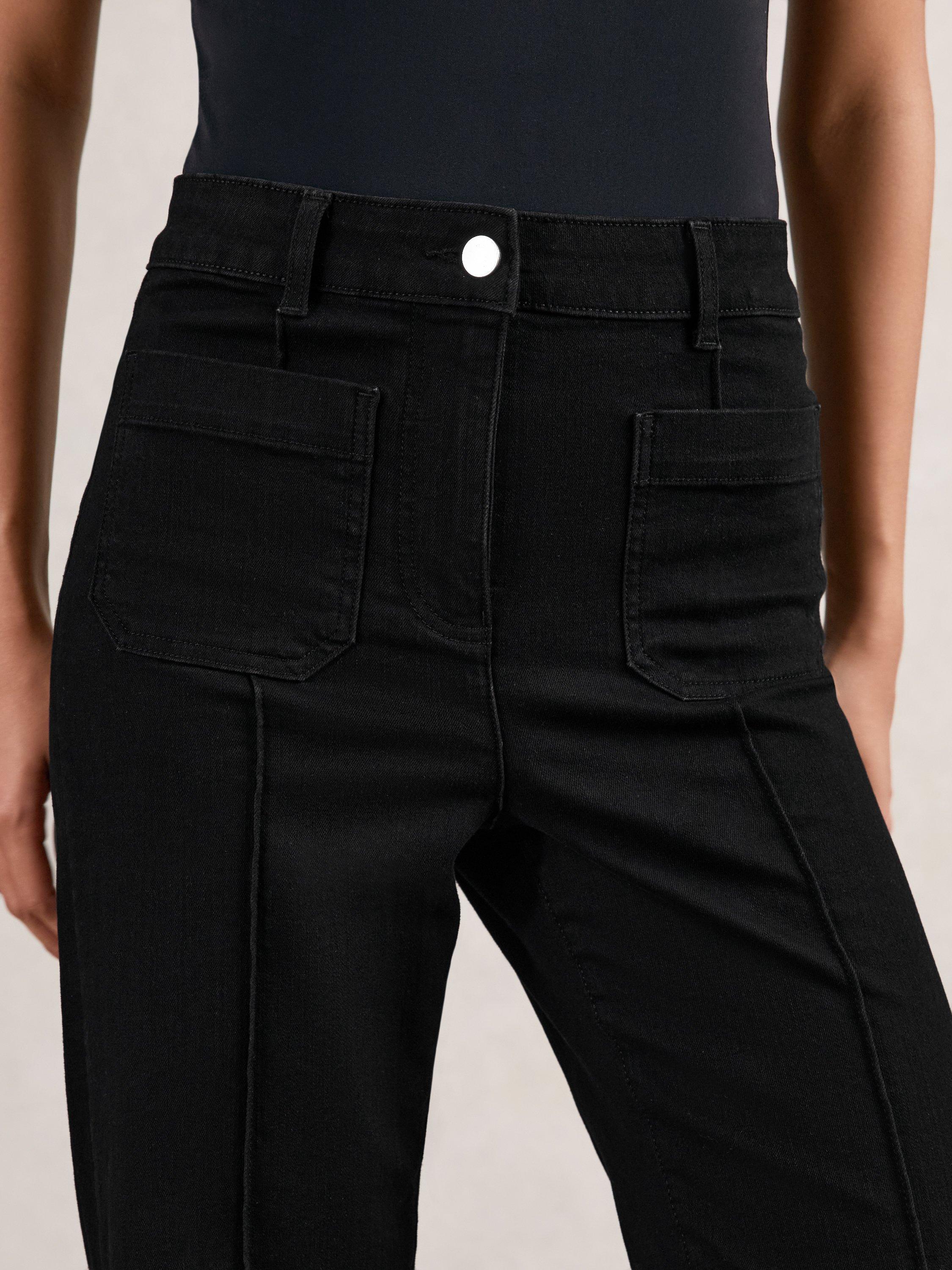Product image 2 of 5, which shows Reiss Sakura High Rise Flared Jeans, Black, 25R
