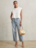 Reiss Selin Straight Ankle Grazer Jeans, Pale Blue