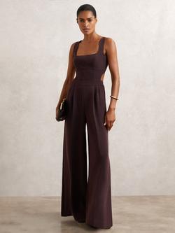 Reiss Petite Dion Cut Out Jumpsuit, Burgundy, Burgundy