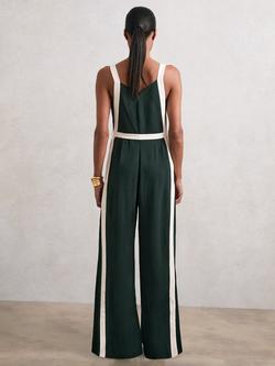Reiss Petite Salma Colour Block Jumpsuit, Dark Green/Cream - view 2, Dark Green/Cream