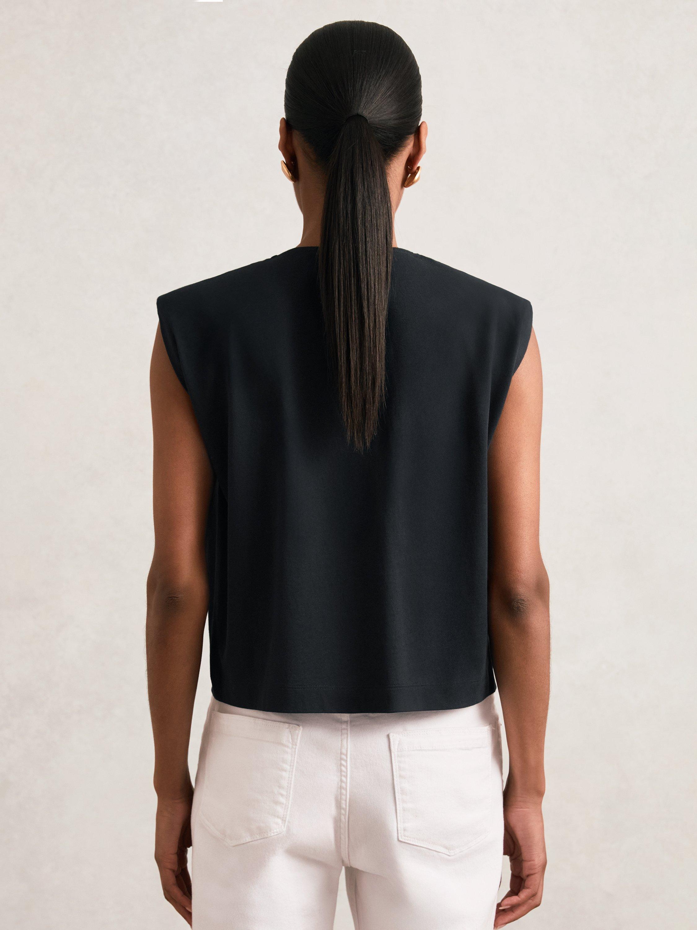 Product image 2 of 5, which shows Reiss Dixie V-Neck Tank Top, Navy, M