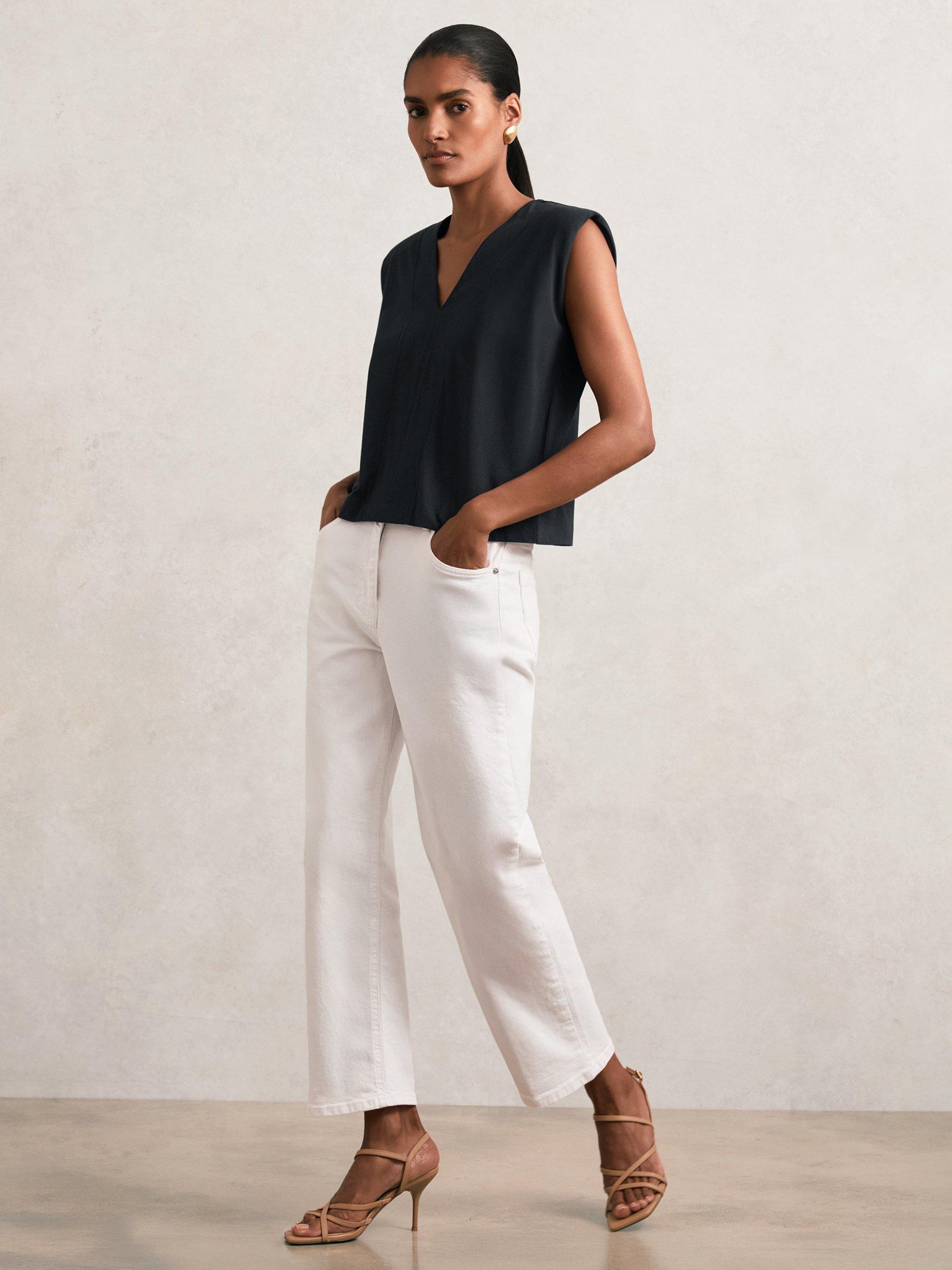 Product image 4 of 5, which shows Reiss Dixie V-Neck Tank Top, Navy, M